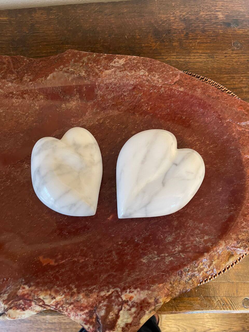 Three marble hearts, as warm and wonderful to hold as to look at